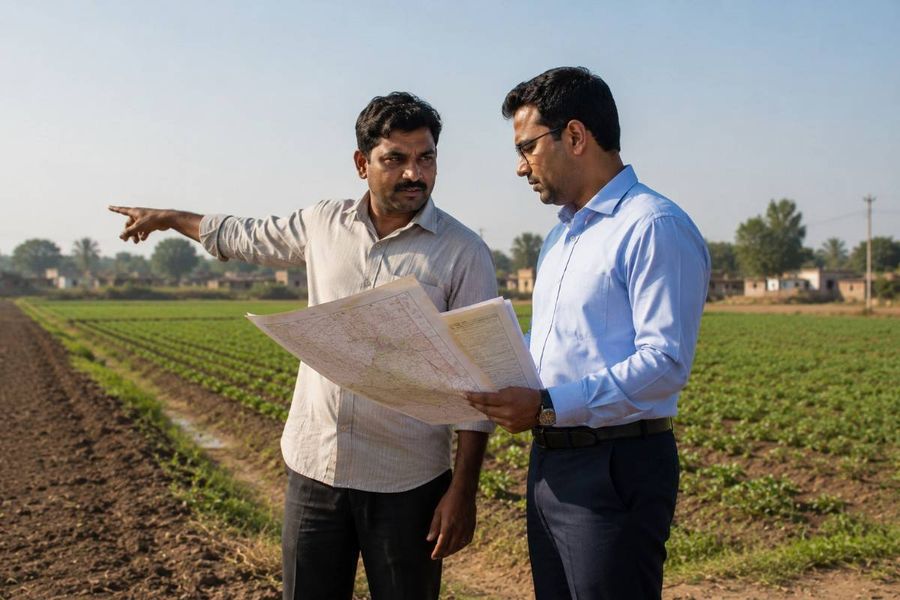 farmer-consultant-survey-map-farmland-discussion