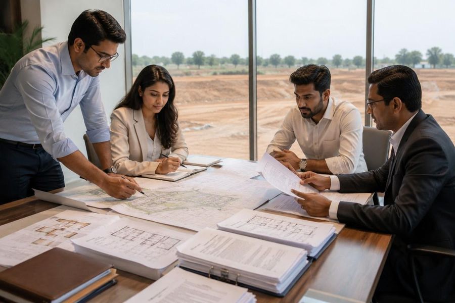 jda-team-reviewing-project-plans-site-office