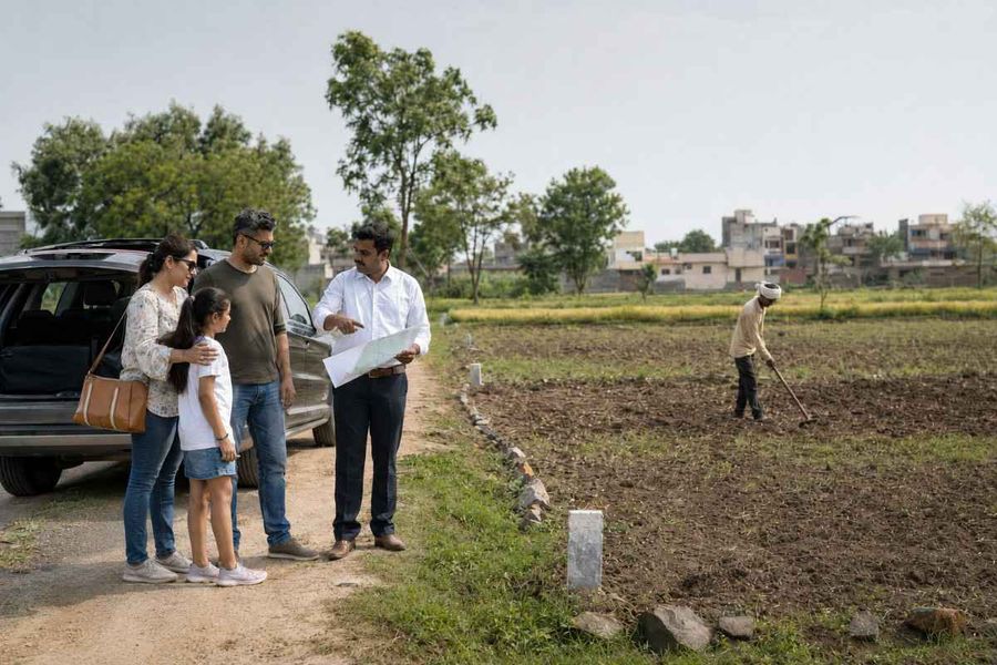 nri-family-plot-visit-agent-farmer