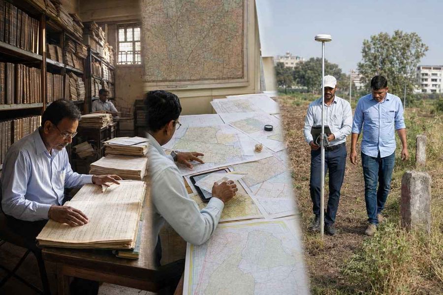 title-search-archive-map-gps-survey-collage